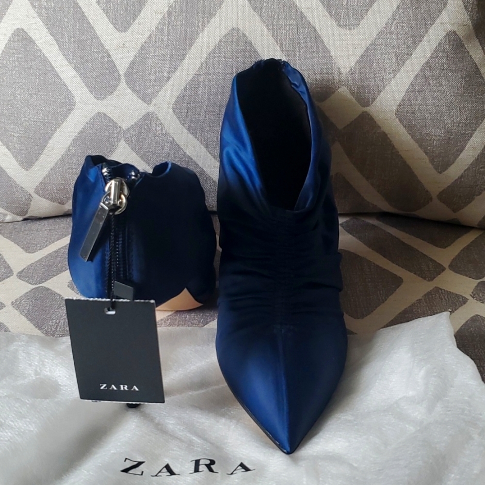 Blue Satin Bootie